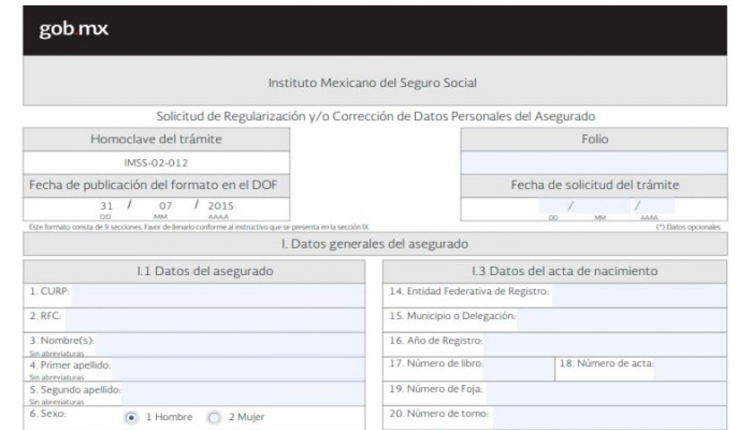 Solicitud de regularización y/o corrección de datos